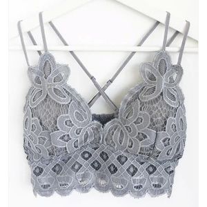 Anemone Lace Bralette Gray Small NWT